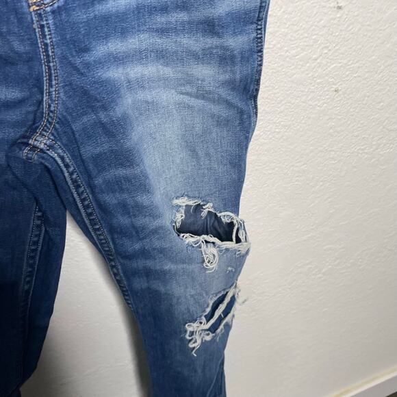 American Eagle Womens Overalls Sz S 90s Boyfriend Overall Denim Blue Distressed - Picture 11 of 14
